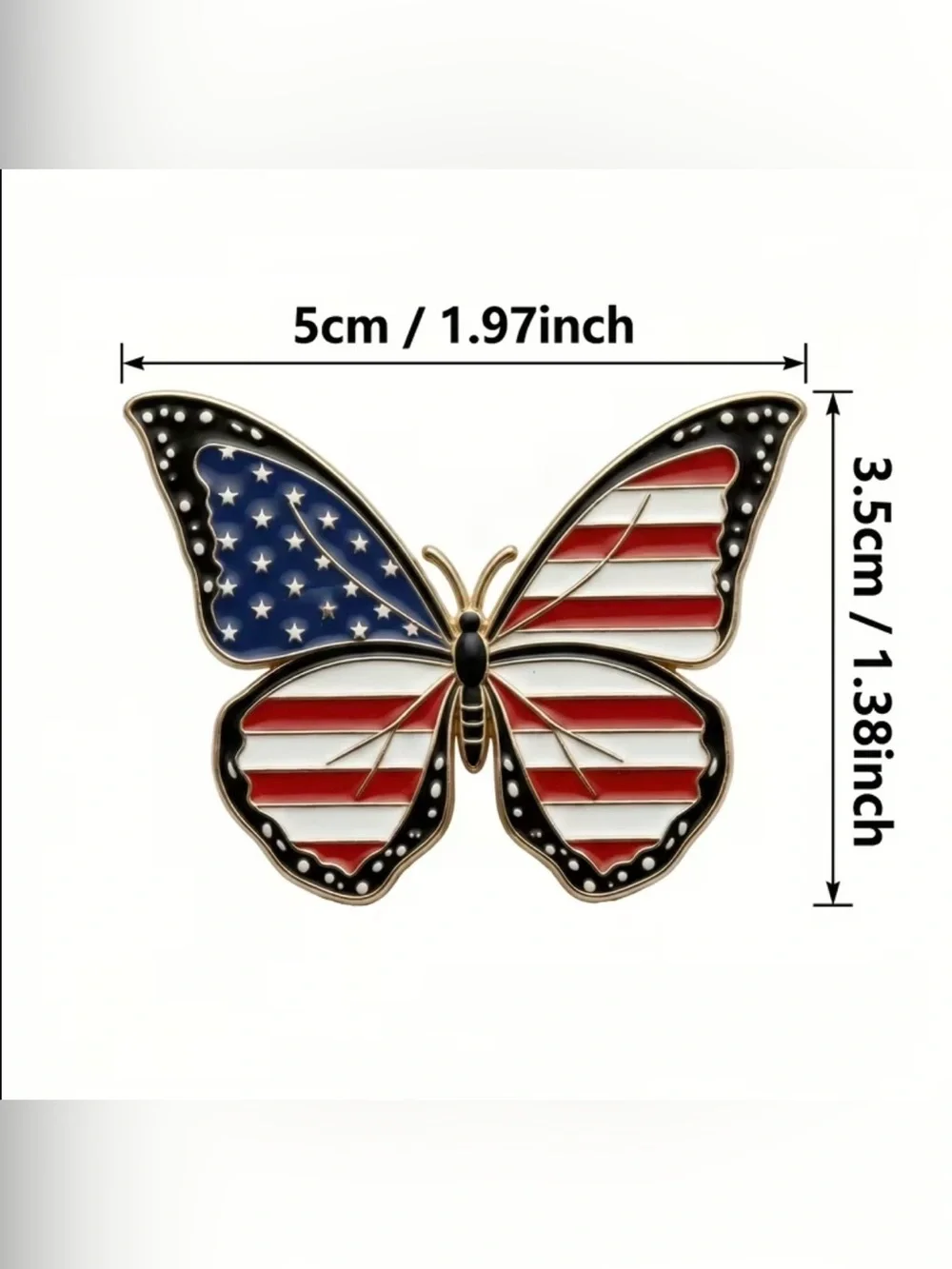 American Flag Brooch Butterfly shaped Independence Day Patriotic Stars Stripes